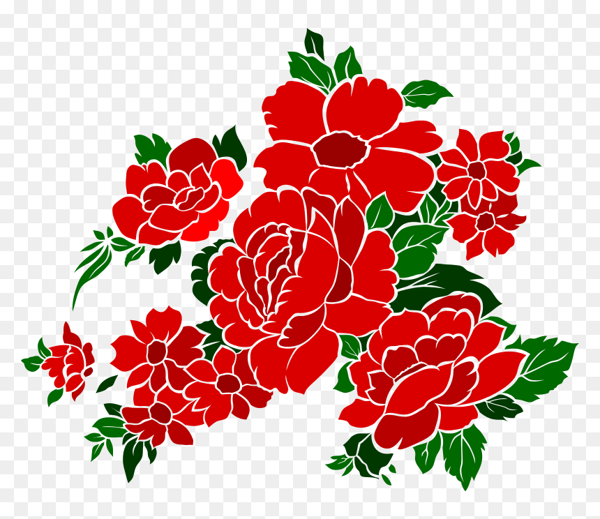 Vintage Flowers Rose 4 - Wedding Red Flower Vector, HD Png Download - flowers vintage vector png