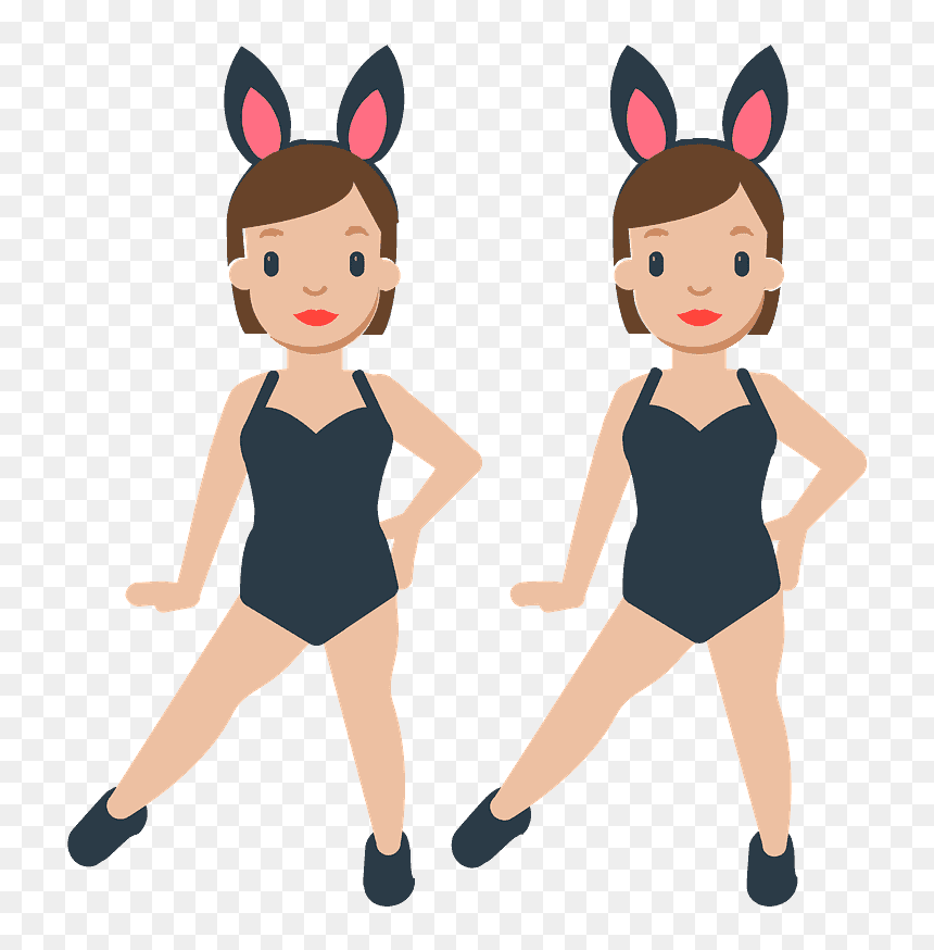 Men With Bunny Ears Emoji Clipart - Women Bunny Ears Png, Transparent Png - dance emoji png