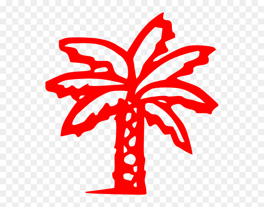 Palm Tree Clip Art Black, HD Png Download - red tree png