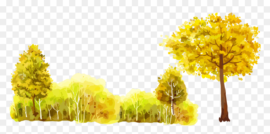 Transparent Fall Watercolor Png - Tree Oil Painting Png, Png Download - yellow watercolor png