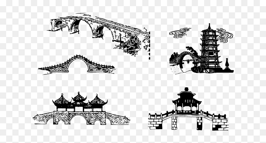 Free Vector Chinese Traditional Architectural Arch - Traditional Chinese Bridge, HD Png Download - bridge vector png