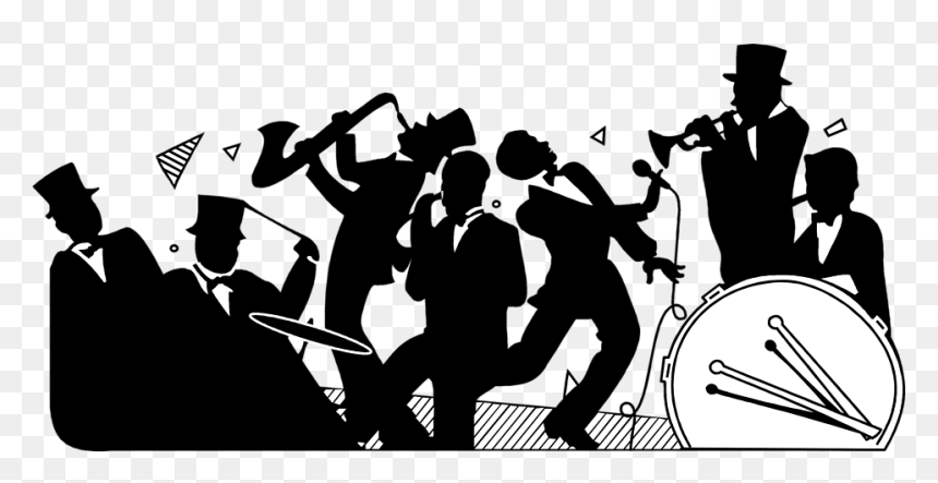 Rock Band Silhouette Clipart - Transparent Jazz Band Silhouette, HD Png Download - band silhouette png