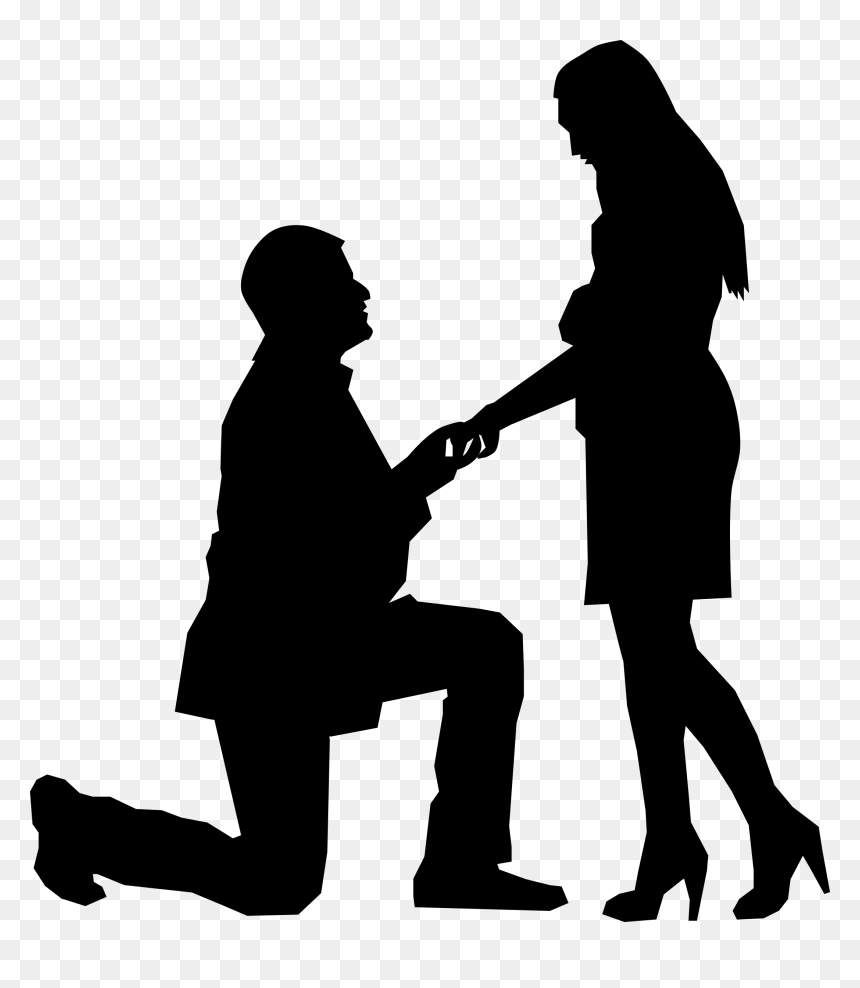 Proposal Silhouette At Getdrawings - Love Black And White, HD Png Download - woman standing silhouette png