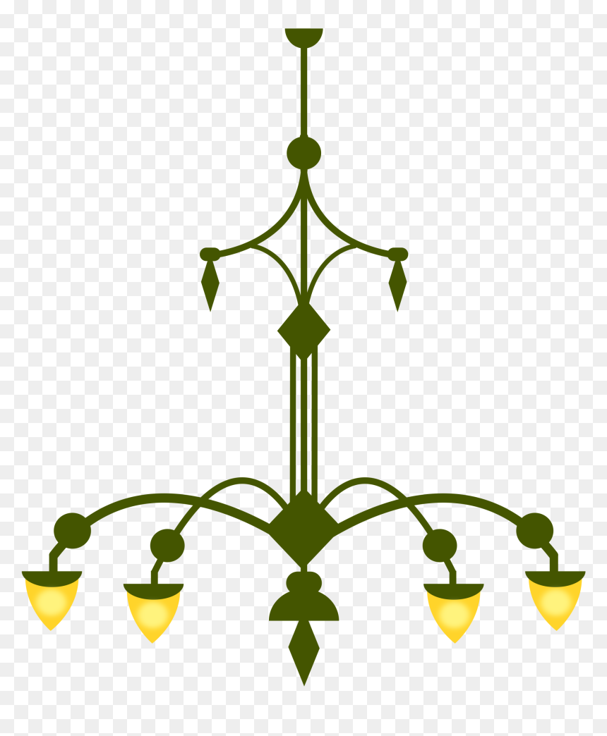 Ornate Chandelier, With 4 Lamps- Version 1 Clip Arts - Chandelier Clipart, HD Png Download - chandelier silhouette png