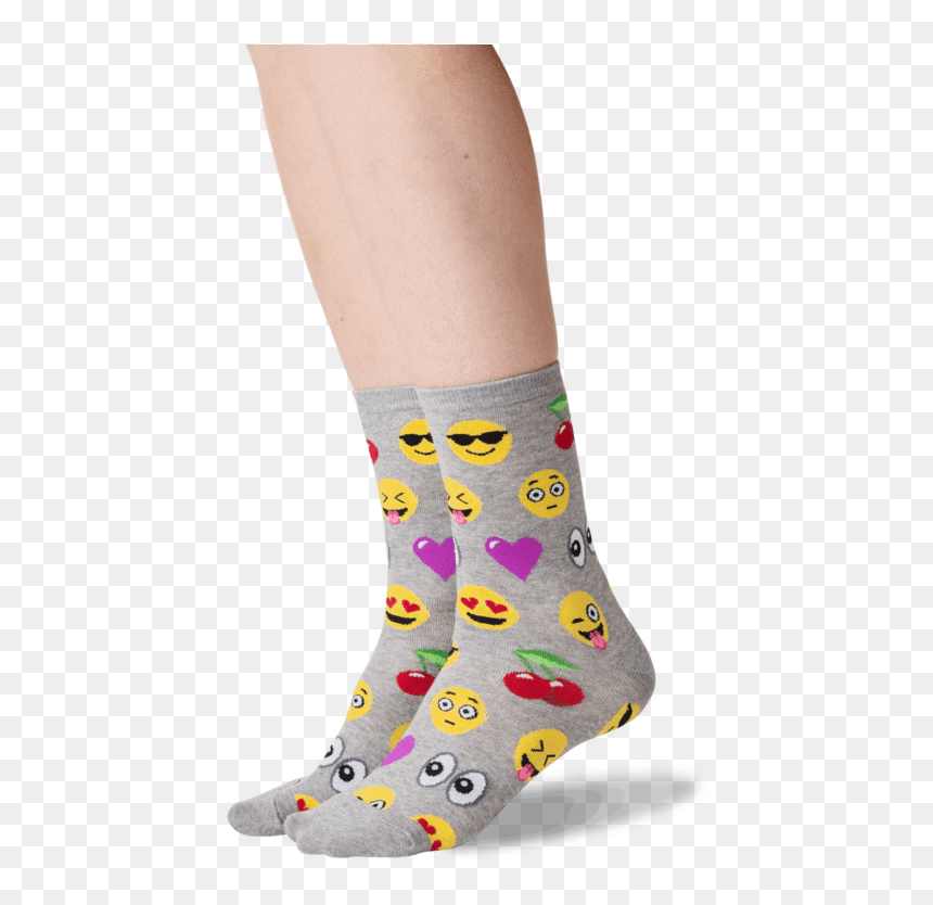 Womens Emoji Crew Socks In Sweatshirt Gray Front"
 - Sock, HD Png Download - wine emoji png