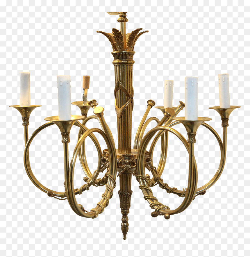 Delightful Vintage Brass French - Chandelier, HD Png Download - chandelier silhouette png