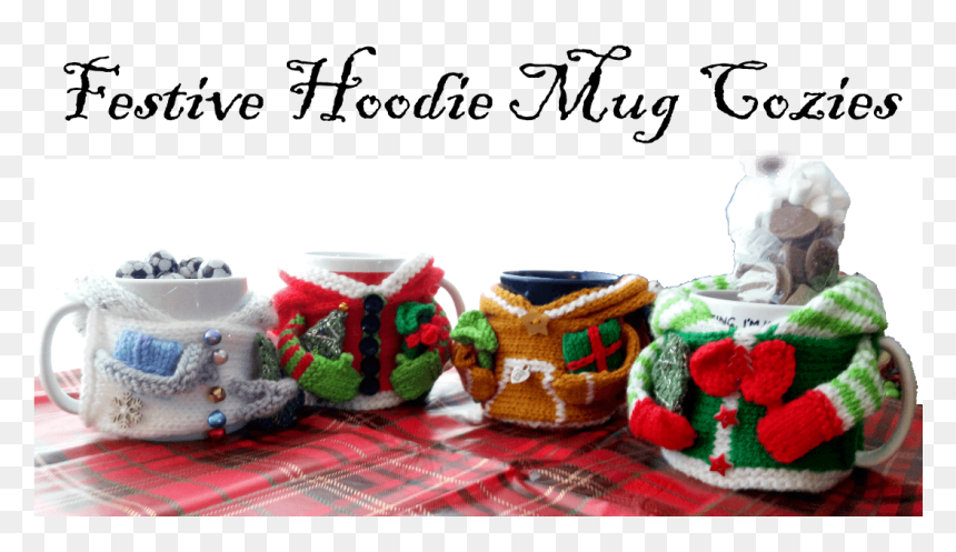 Festive Hoodie Mug Cozies Pattern - Craft, HD Png Download - christmas pattern png