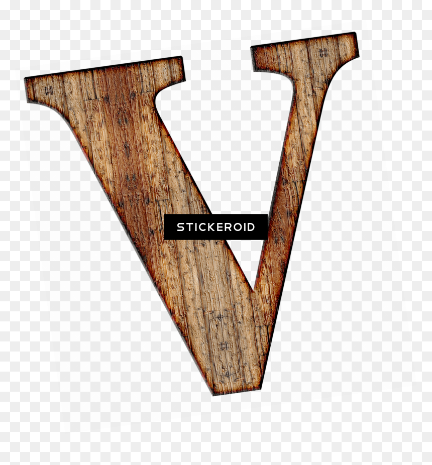 Wooden Capital Letter V - Plank, HD Png Download - wood plank sign png
