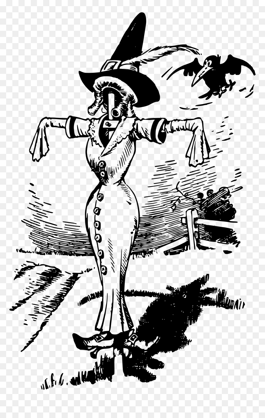 Scarecrow Clipart Female - Women Scarecrow Black And White Clipart, HD Png Download - scarecrow clipart png