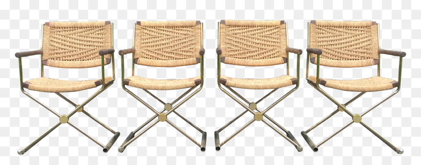 4 Vintage Regency Style Director Chairs With Rattan/rope - Rope Chair Png, Transparent Png - directors chair png