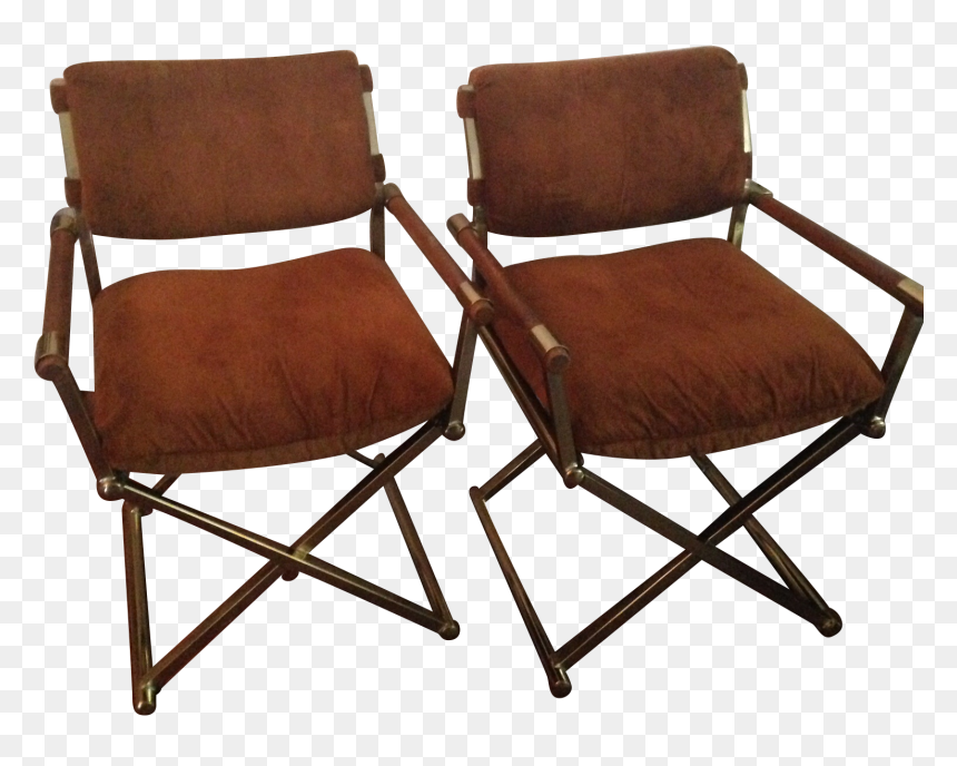 Milo Baughman Vintage Director A Pair On - Director Chair Brass Wood, HD Png Download - directors chair png