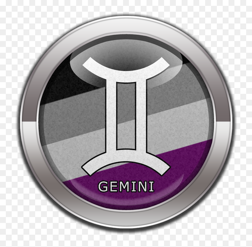 Gemini Horoscope Symbol On Round Asexual Pride Flag - Asexuality, HD Png Download - gemini symbol png