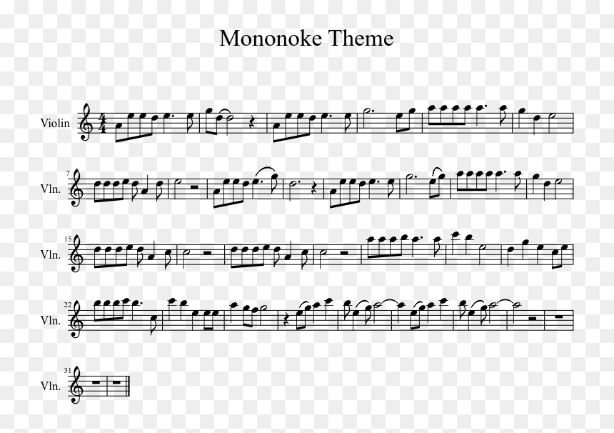 Princess Mononoke Theme - Princess Mononoke Alto Saxophone Sheet Music, HD Png Download - princess mononoke png