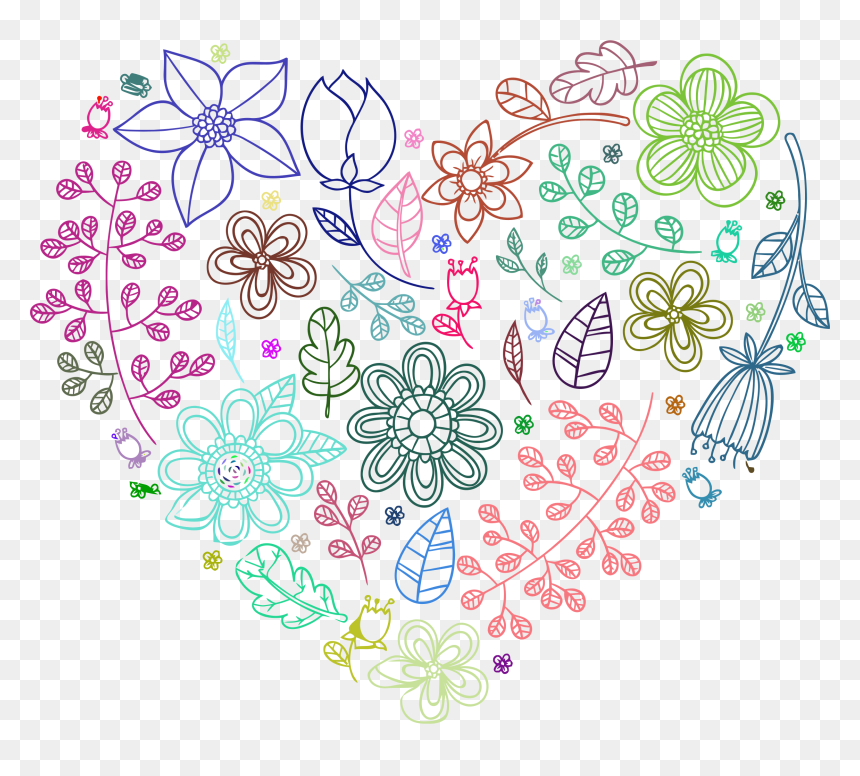 Transparent Flower Heart Png - Floral And Heart Background, Png Download - neon heart png