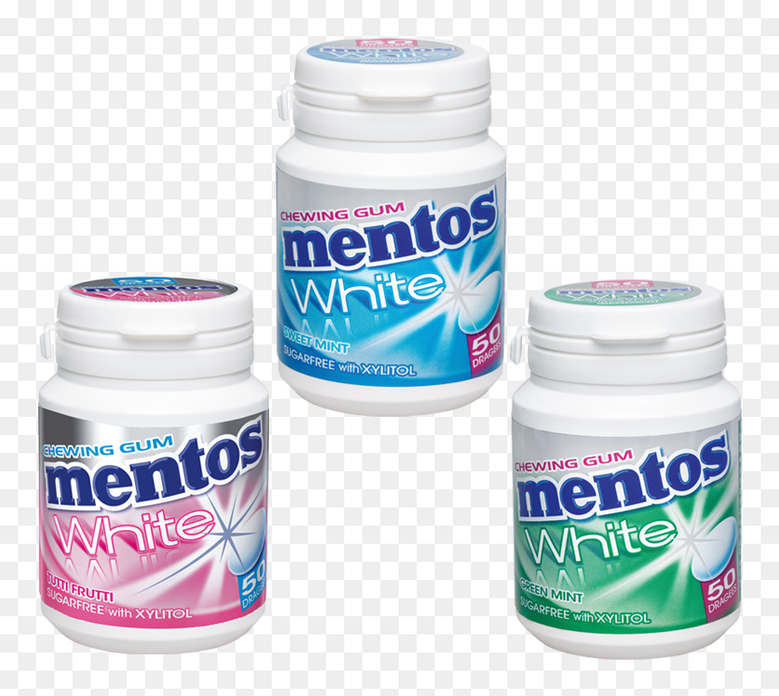 Mentos Gum Bottles White Tutti Frutti, Sweet Mint Und - Food, HD Png Download - mentos png