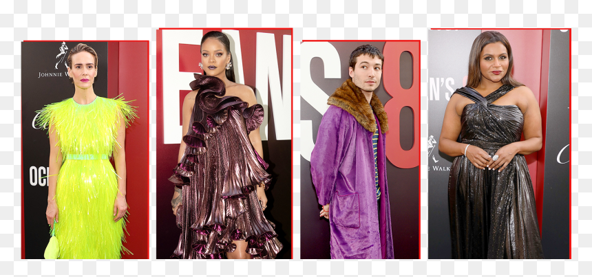 This Image May Contain Rihanna Mindy Kaling Clothing - Oceans 8 Premiere, HD Png Download - ezra miller png