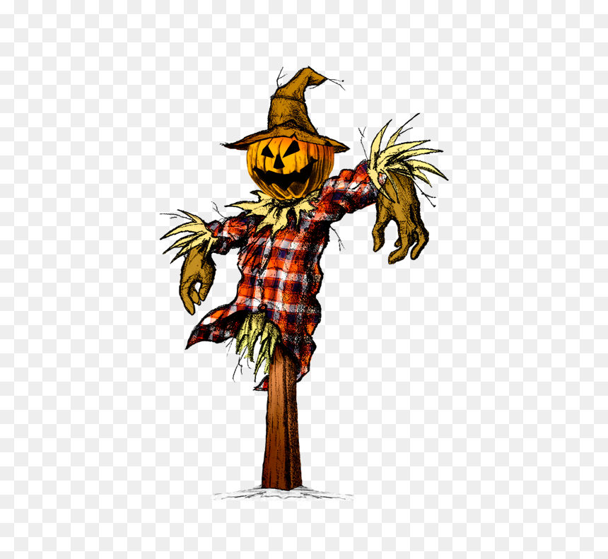 Scarecrow Vector Scary - Scary Scarecrow Clipart, HD Png Download - scarecrow clipart png