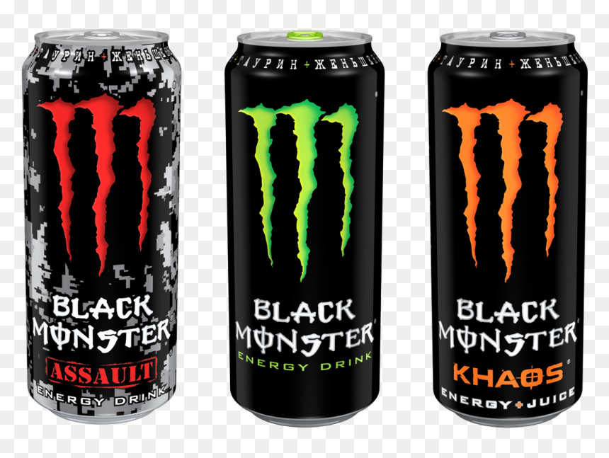 Энергетические Напитки Black Monster И Black Monster - Monster Energy, HD Png Download - monster energy drink png