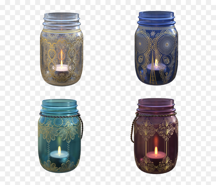 Candle, HD Png Download - mason jars png