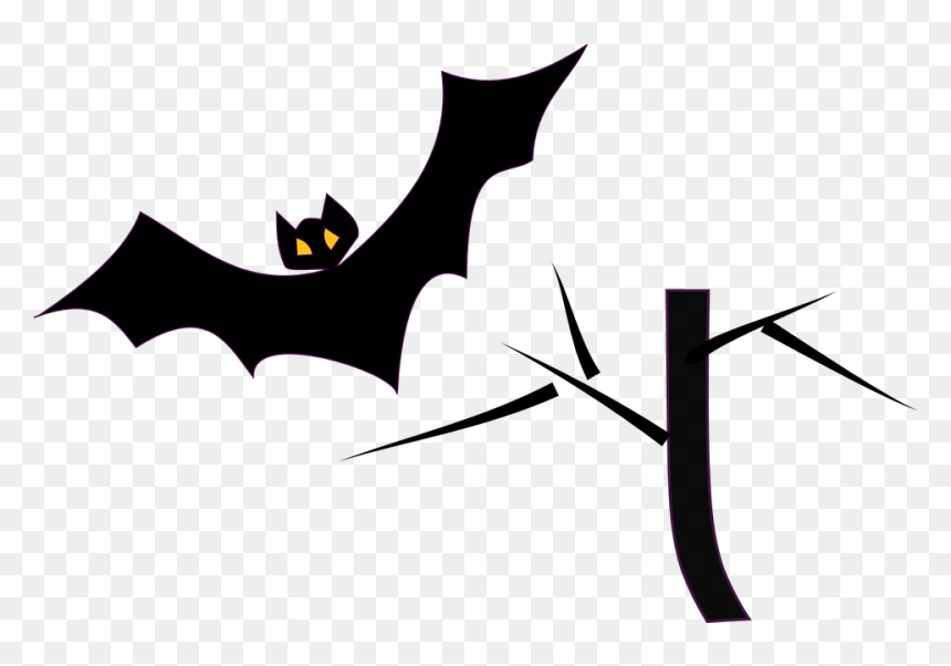Bats Clipart Black And White, HD Png Download - halloween tree png