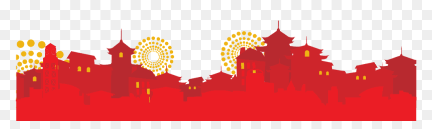 Chinese Lantern Festival City Scape Bottom 1,250×550 - Chinese Lanterns Transparent Png, Png Download - chinese lanterns png