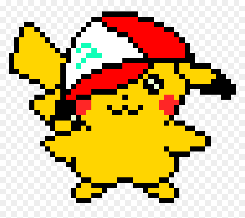 Hat Pikachu Pixel Art, HD Png Download - ash hat png
