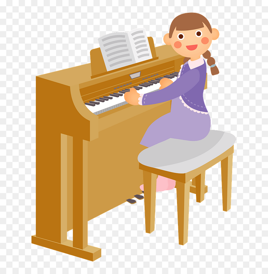 Girl Platying Piano Clipart - Piano, HD Png Download - piano clipart png