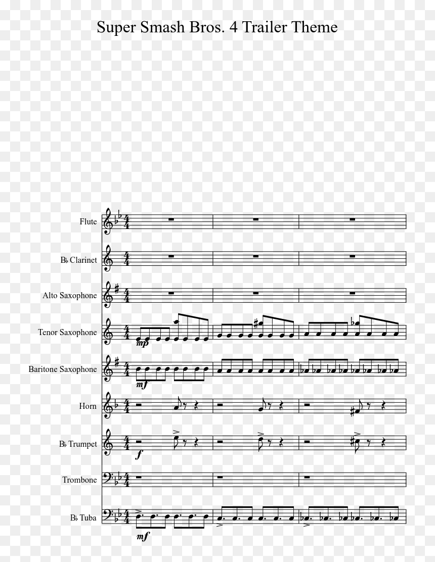 Super Smash Bros Wii U Trailer Music - Sheet Music, HD Png Download - super smash bros wii u png