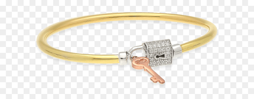 Key To My Heart Lock Bangle, Tricolor Gold - Bangle, HD Png Download - gold key png