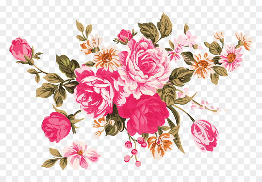 Flower Garden Roses Clip Art - Vector Flower Illustration Png, Transparent Png - flower garden png