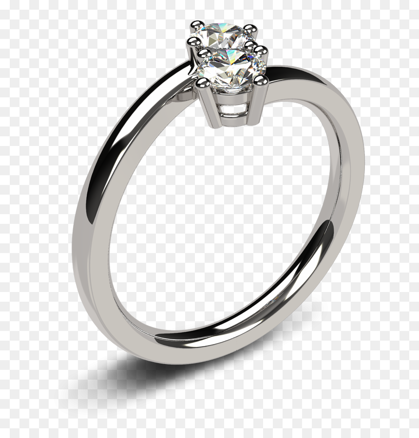 14k White Gold Two-stone Diamond Ring - Engagement Ring, HD Png Download - white ring png