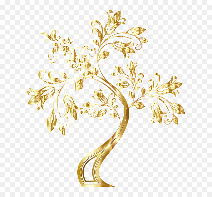 Golden Flowers Hd Png, Transparent Png - gold flourish png