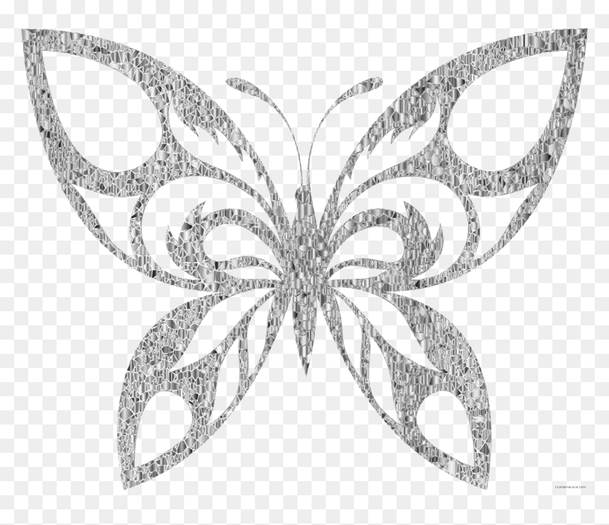 Clipart Crown Butterfly - Black And White Silhouette Butterfly Clipart, HD Png Download - white butterfly png