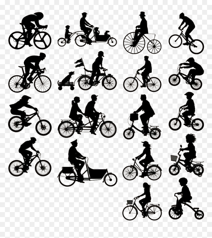 Bicycle Cycling Euclidean Vector Stock Photography - 자전거 탄 사람 실루엣, HD Png Download - bike silhouette png