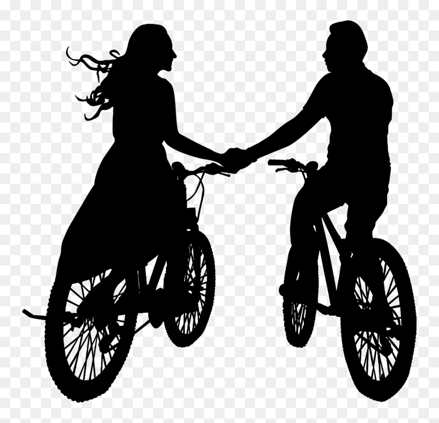 Romantic Couple Silhouette Png, Transparent Png - bike silhouette png