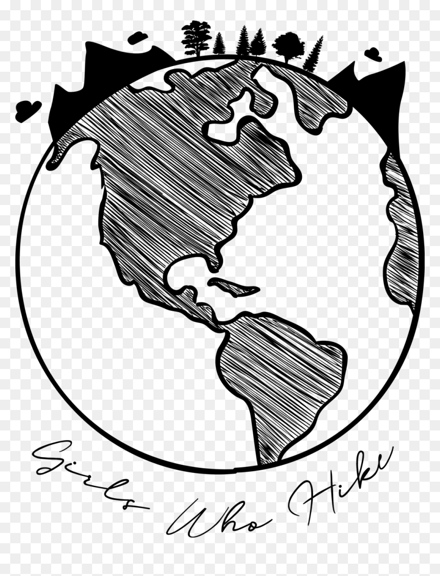 Girls Who Hike Earth Day Sticker Pack - Earth Day Black And White, HD Png Download - earth drawing png