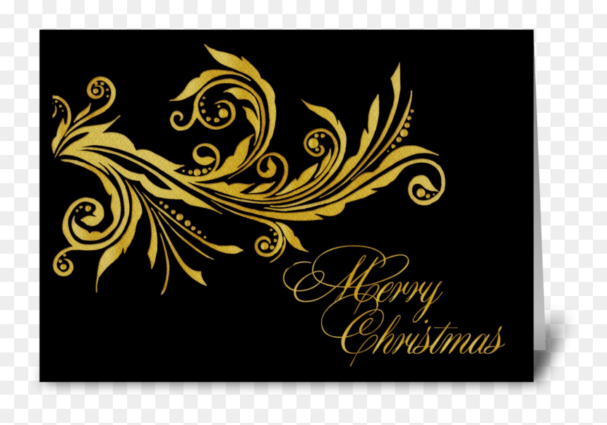 Elegant Gold Flourish, Merry Christmas Greeting Card - Greeting Cards Christmas Elegant, HD Png Download - gold flourish png