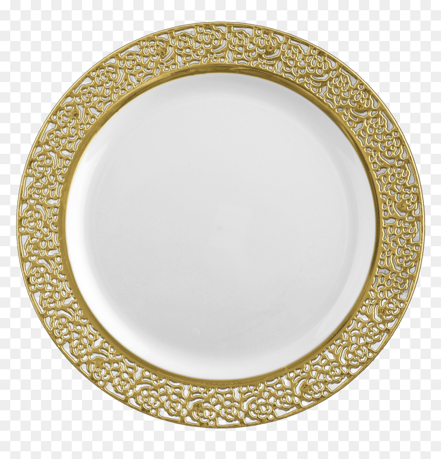 White Designer Plate Png, Transparent Png - gold lace png