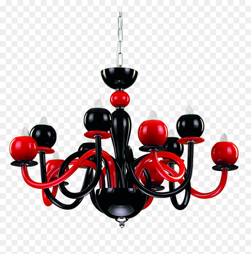 Charming Red And Black Chandelier With 10 Lights - Chandelier, HD Png Download - candelabra png