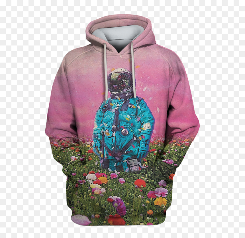 3d Astronaut In Flower Field Full Print T Shirt - Peppa Pig Pullover Hoodie, HD Png Download - flower field png