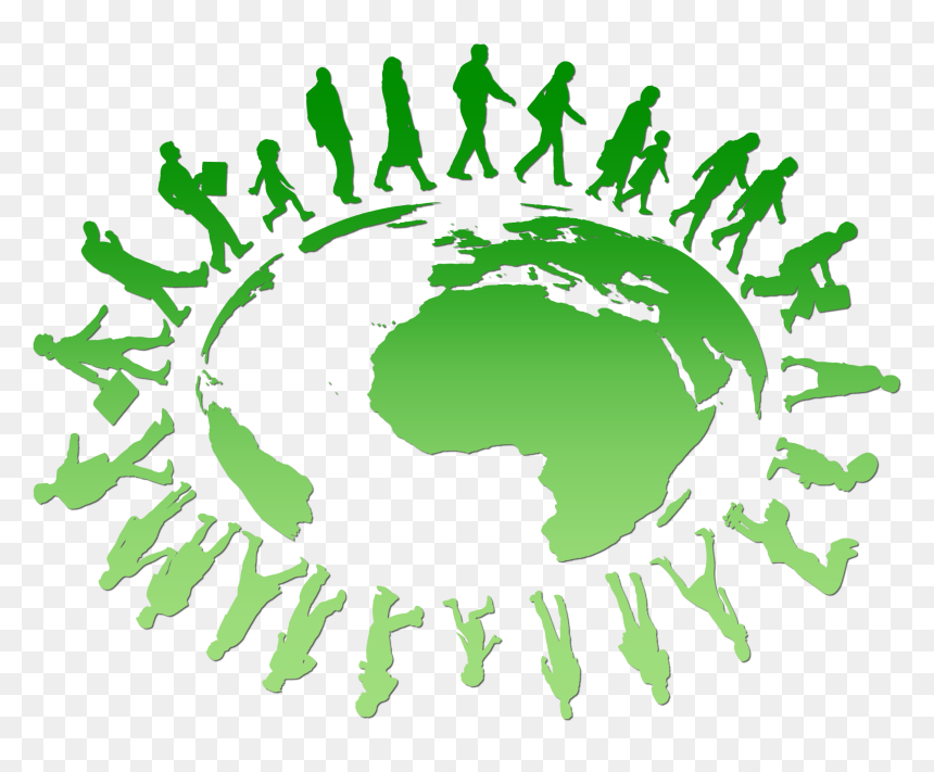 People Circling Around The Earth Clip Arts - People Walking Around The World, HD Png Download - earth drawing png