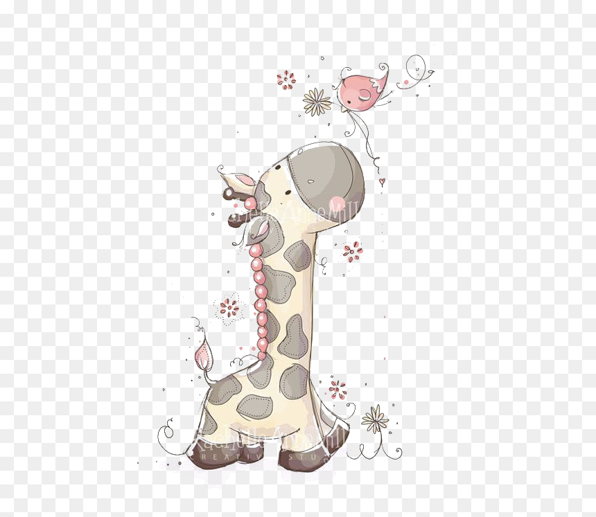 Cute Giraffe Illustrator Illustration Child Hq Image - Baby Giraffe Cartoon Gray, HD Png Download - giraffe clipart png