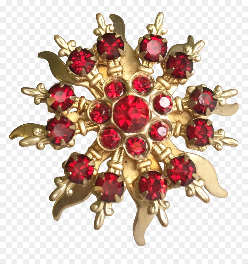 Vintage Red Rhinestone Starburst Brooch Found At Www - Pendant, HD Png Download - red starburst png
