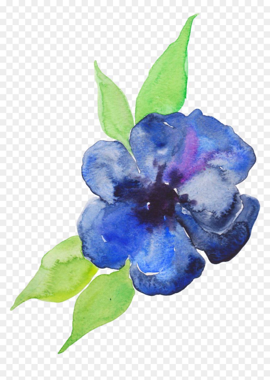 Blue Watercolor Flower Png - Blue And Purple Watercolor Paintings, Transparent Png - water color flower png