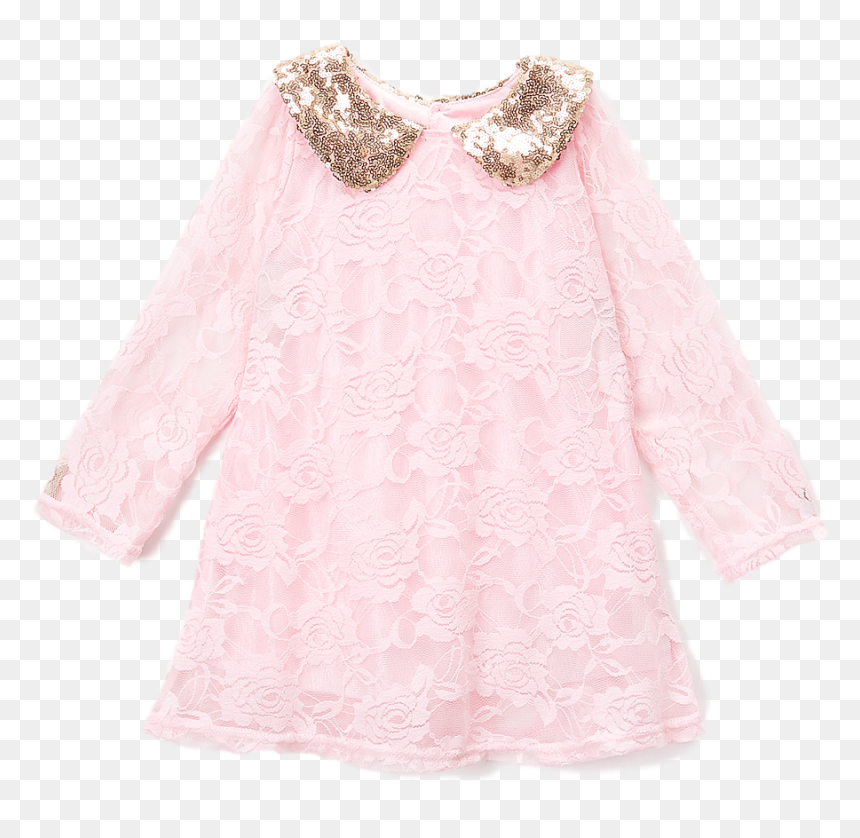 Pink Lace Glitter Collared Shift Dress - Pattern, HD Png Download - pink lace png