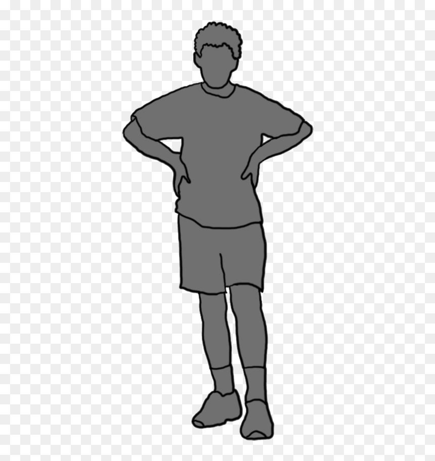 Grey Silhouette Boy Standing - Grey Boy, HD Png Download - kid standing png