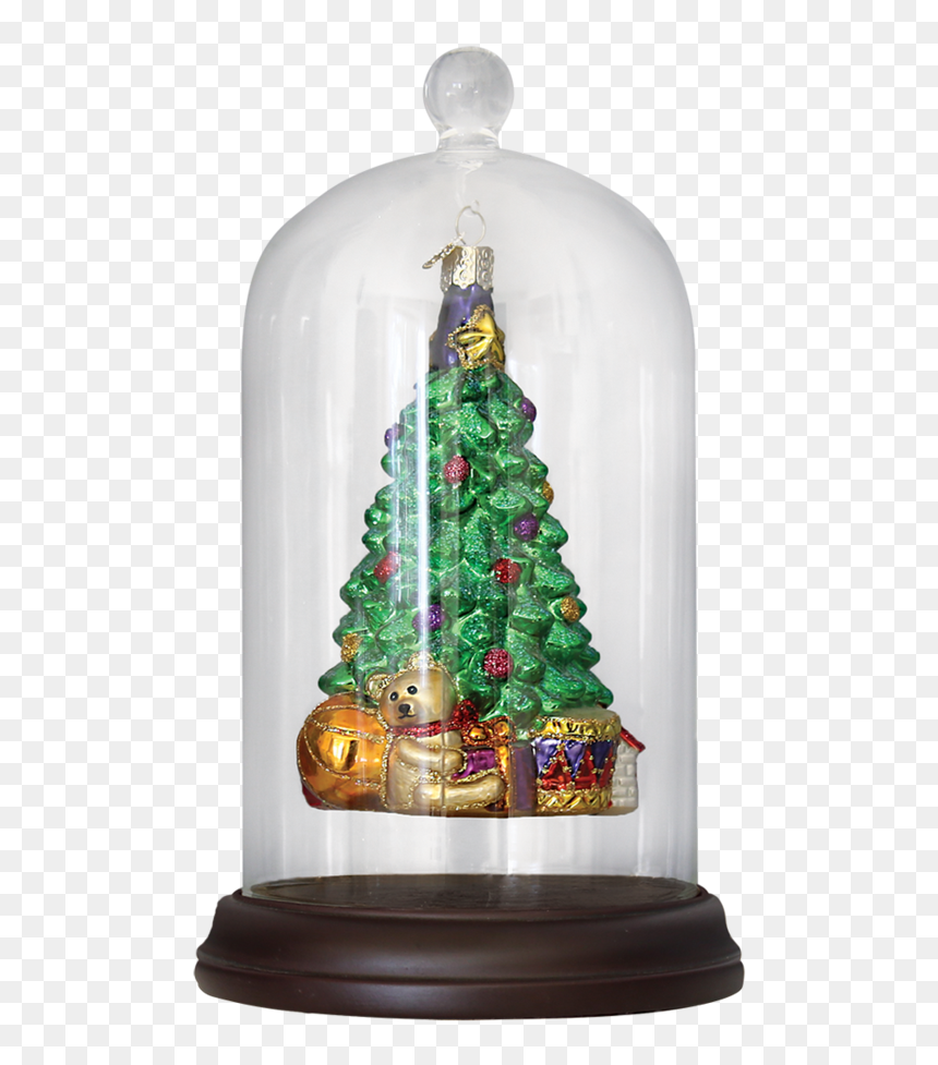 Glass Dome Ornament Cover With Wooden Base - Christmas Day, HD Png Download - glass dome png