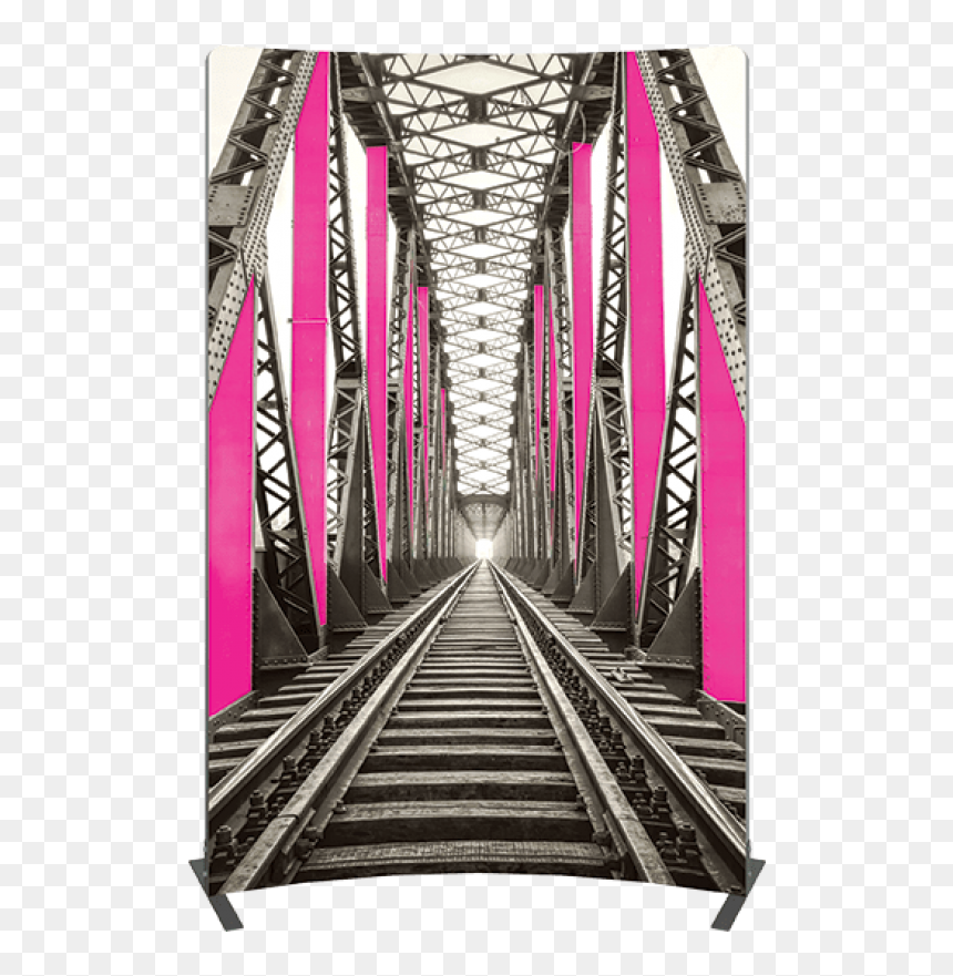 Vector Frame Curved 03 Fabric Banner Display - Train Bridge Black And White, HD Png Download - curved banner png