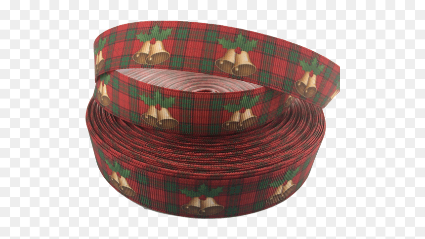 Ribbons [tag] Red Plaid Christmas Bell Printed Ribbons, - Tartan, HD Png Download - christmas ribbons png