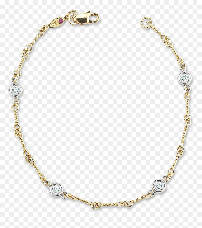 Dogbone Chain Bracelet With Diamond Stations - Bracelet, HD Png Download - diamond chain png
